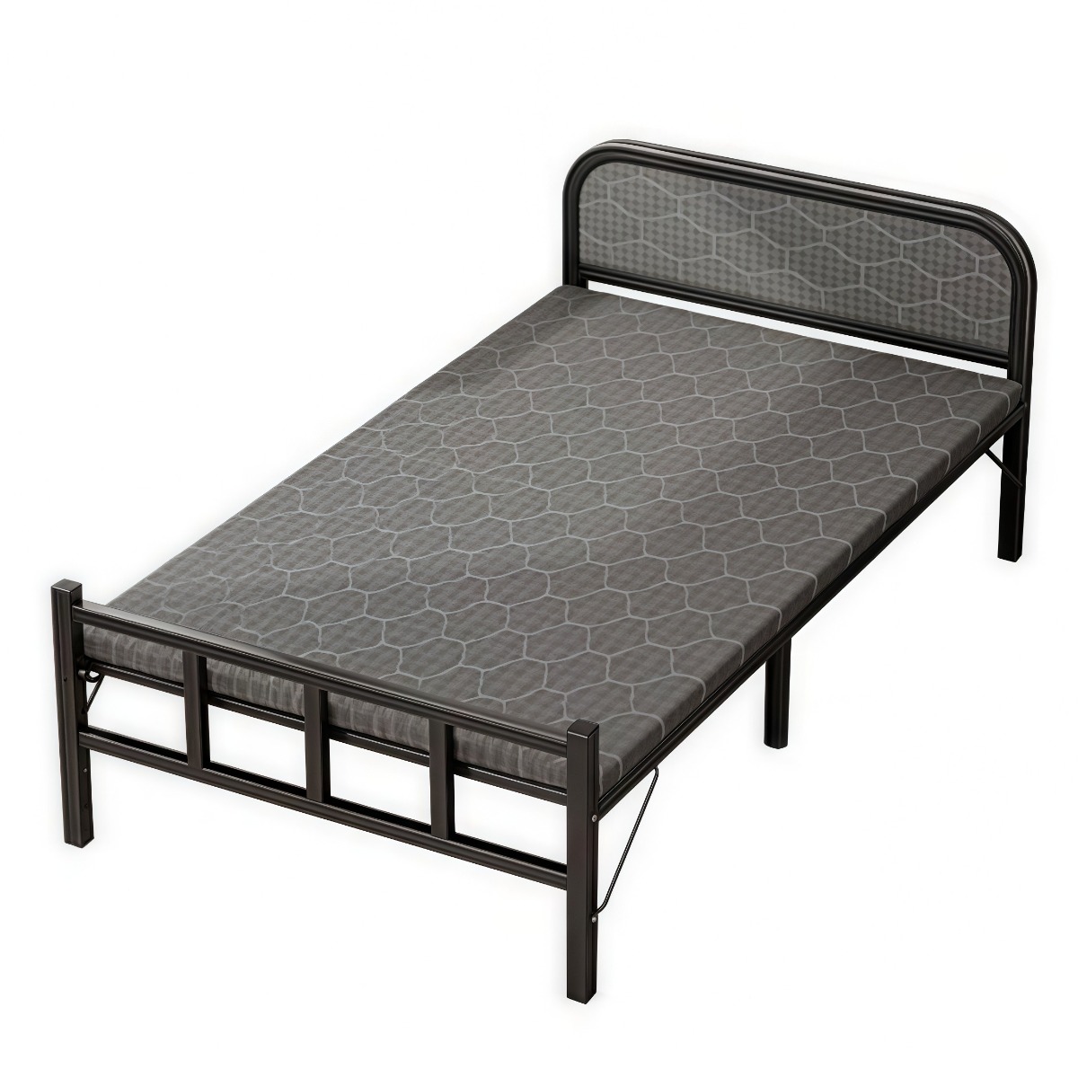 슈퍼싱글 철제 접이식 침대 매트리스 포함, 세련된 다크 컬러 (블랙 프레임 + 그레이 매트) 70,000원