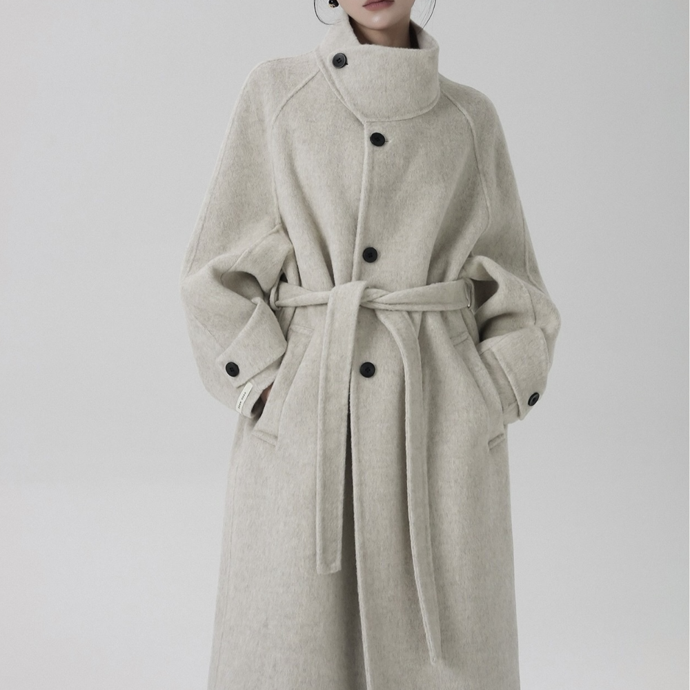 유니크코코 핸드메이드 하이넥 루즈핏 울 100 롱 코트 ot5821 118,000원