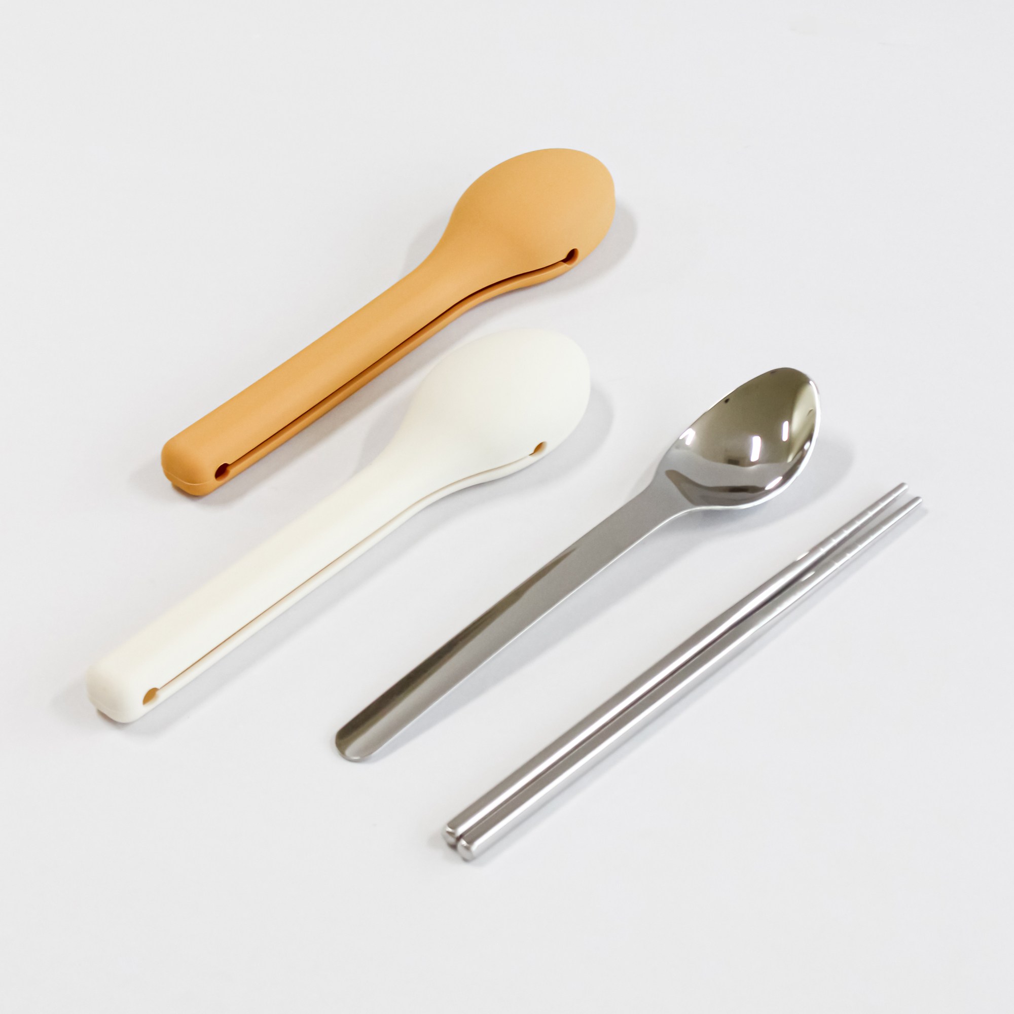 실리샵 무소음 휴대용 수저세트 (실리콘케이스 포함) 숟가락 젓가락, 1개, 숟가락+젓가락, 수저세트 옐로우 10,900원