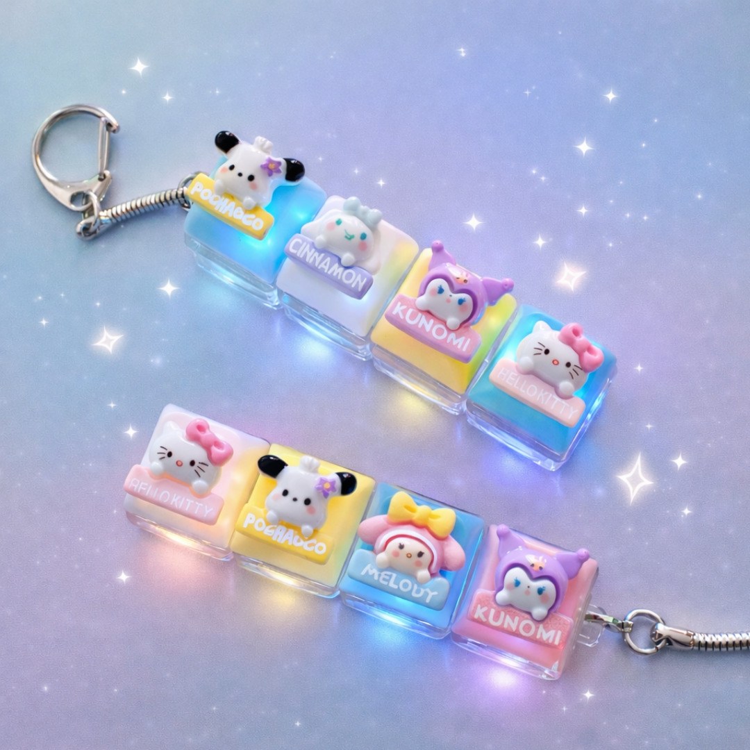 [핫아이템]캐릭터 LED 4구 키캡 키링 불빛 딸깍이 클리커 15,900원