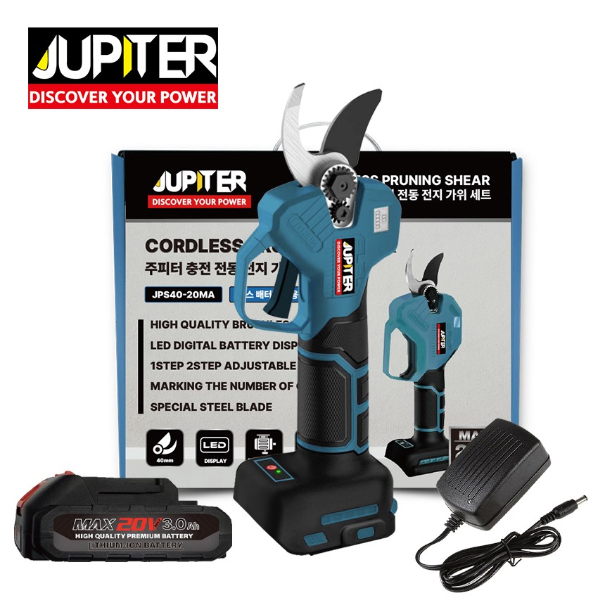 [JUPITER] 주피터 충전전지가위 25MM 풀세트(배터리,충전기포함) 마끼다배터리호환 원예 가지치기 132,000원