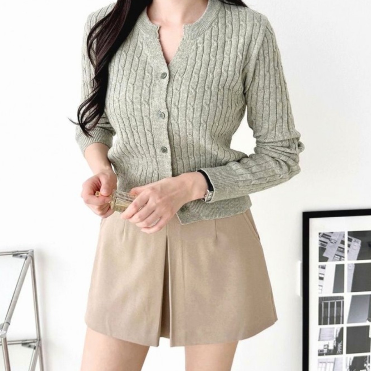 10컬러 아우터 절개 꽈배기 니트 여자 가디건 라운드넥 간절기 48,410원