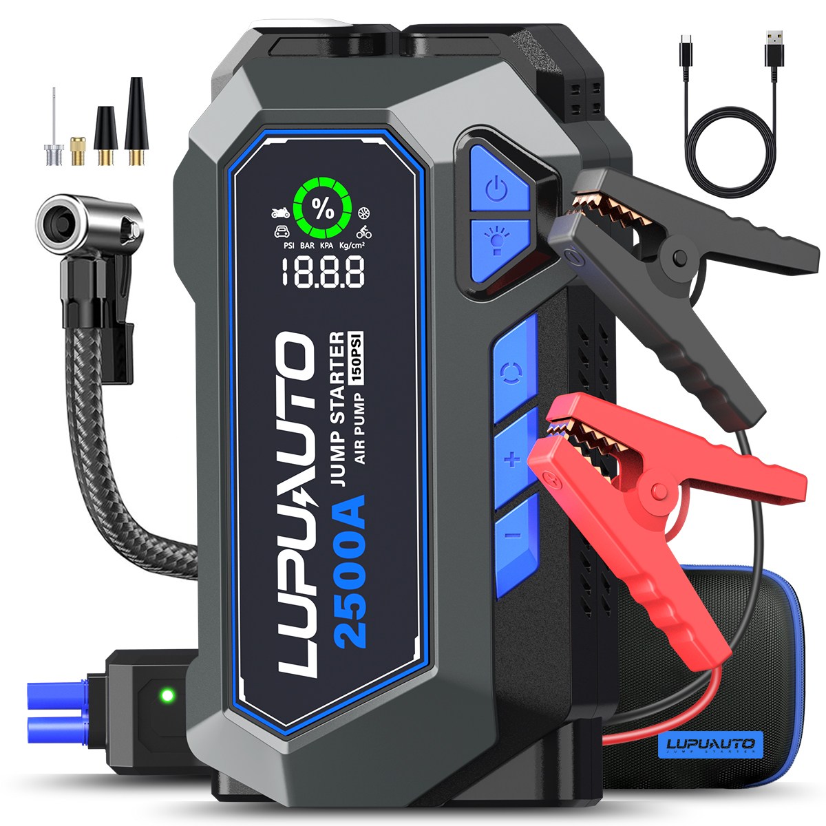 로푸 Q18 4in1 점프스타터 에어펌프 보조배터리 2500A 12V, 8000mAh, 1개 88,900원