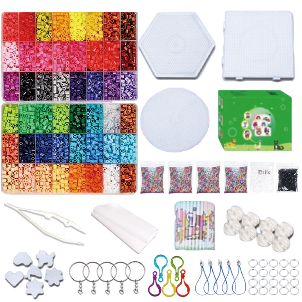 5MM펄러비즈 세트(도구 포함), 펄러비즈 17,400개, DIY 비즈 재료 세트, 48색 3D 입체 펄러비즈 도안 + 도구, 컬러 비즈 키체인 포함, 친환경/무독성/안전한 소재. 25,900원