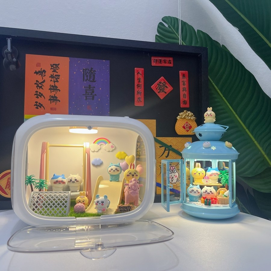 태림커머스 치이카와 우사기 크리에이티브 무드등 인테리어 조명, 놀이공원 지카와 우주선 파란촛대 충전식, 1개 86,000원