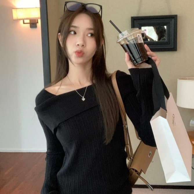 라라온 여성용 소프트 오프숄더 긴팔 골지 니트 티셔츠 25TSP3206 17,900원