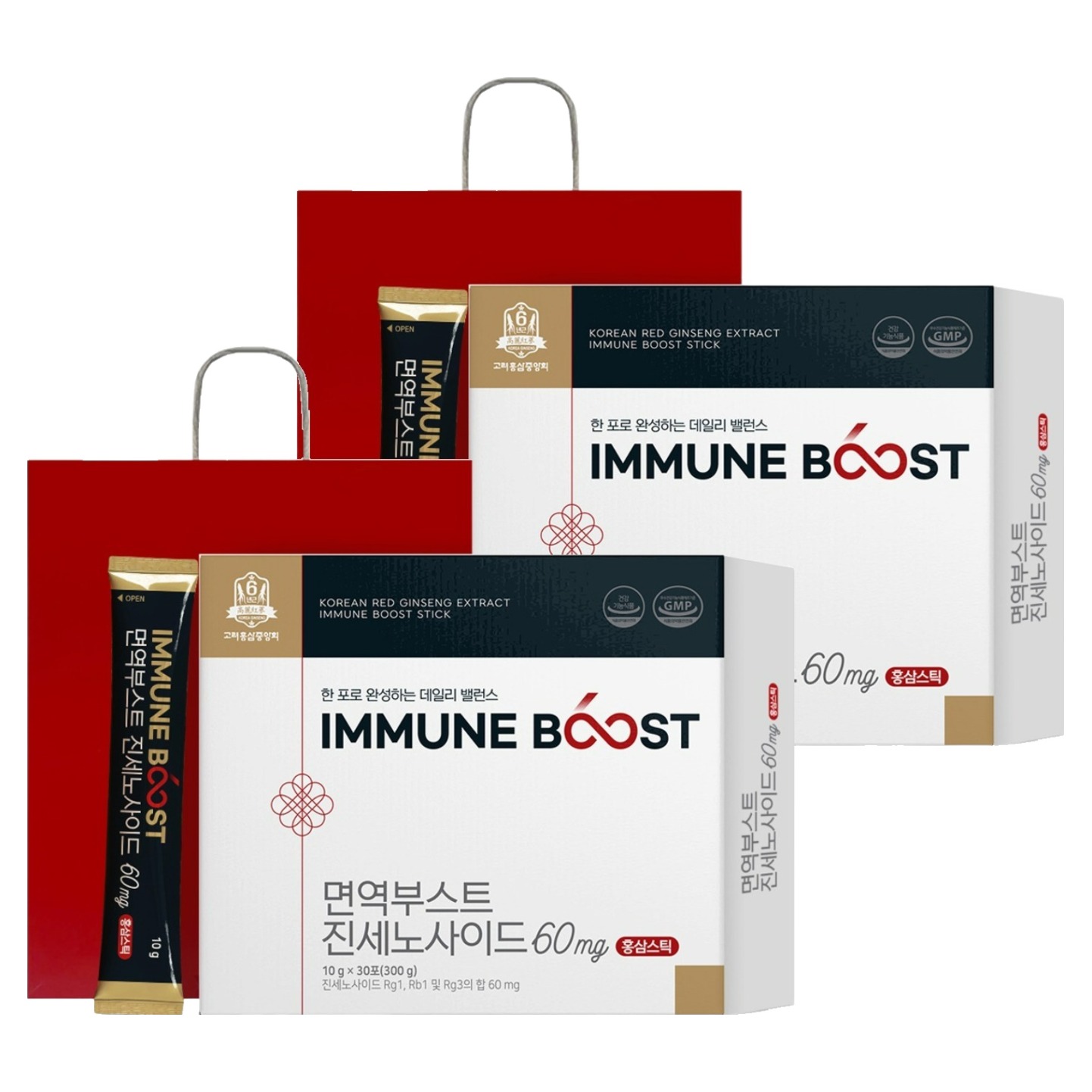 고려홍삼중앙회 면역부스트 진세노사이드 60mg 홍삼스틱 30포 + 쇼핑백, 300g, 2개 79,800원