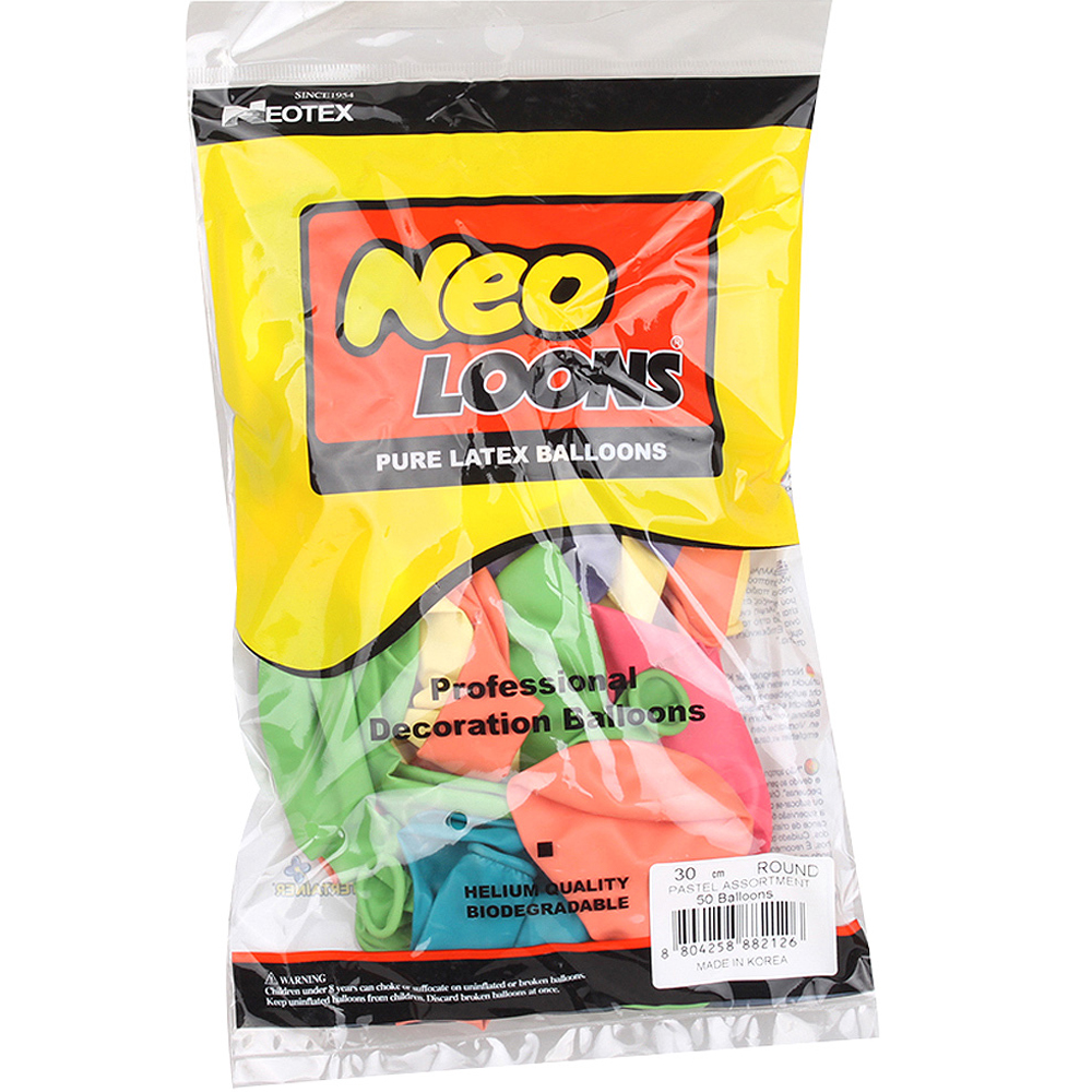 네오텍스 30cm 라운드풍선 50p, 파스텔혼합, 1개 6,120원