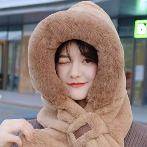 (주)에이스샵 남여공용 신상!! 따뜻한 겨울필수템~여성 후드 머플러 바라클라바 목도리 넥워머 곰돌이 12,600원