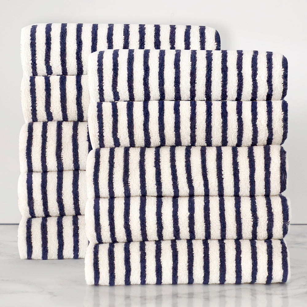 까사베르데 선염 스트라이프 호텔타월 30수 170g 코마사, 로얄블루, 10개 34,300원