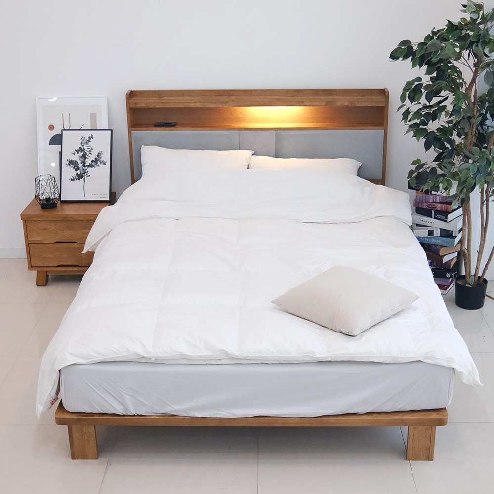 아르볼가구 도나 원목 LED조명 평상형 침대프레임 월넛 508,000원