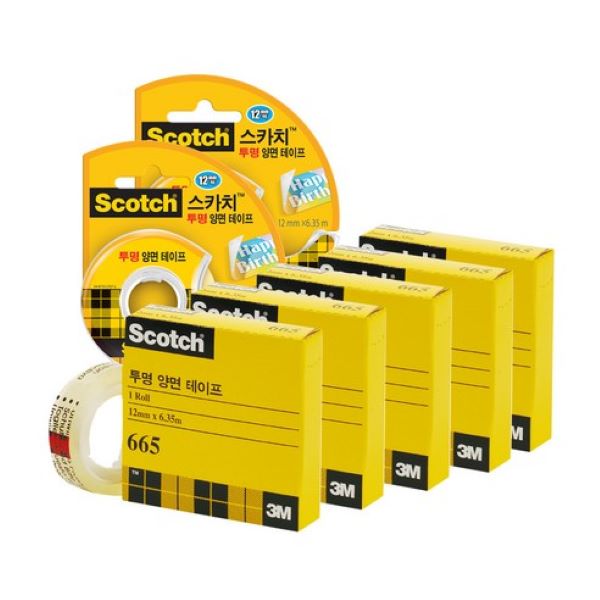 쓰리엠 스카치 투명 양면 테이프 디스펜서 136 12mm x 6.35m 2p + 양면테이프 리필 665R 12mm x 6.35m 5p 13,000원