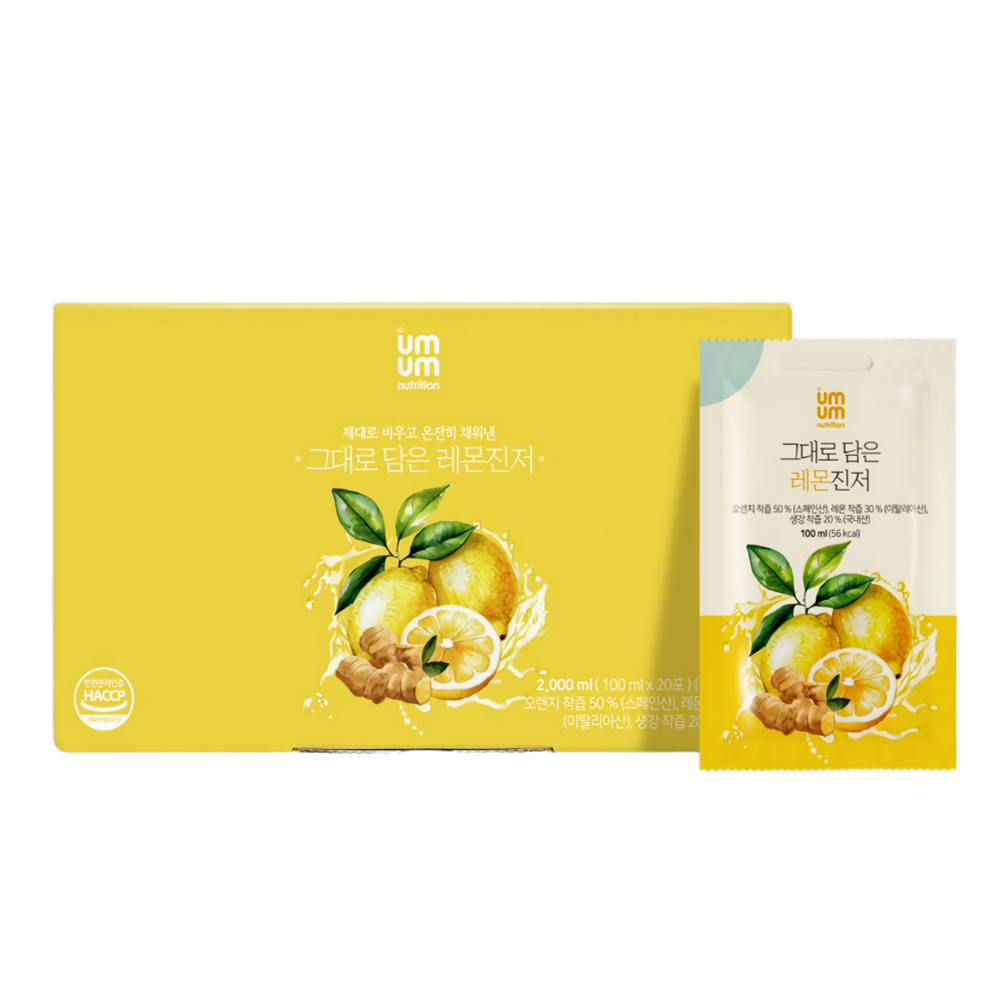 움움 레몬생강즙 레몬진저샷 NFC 착즙 무설탕, 100개, 100ml 29,910원