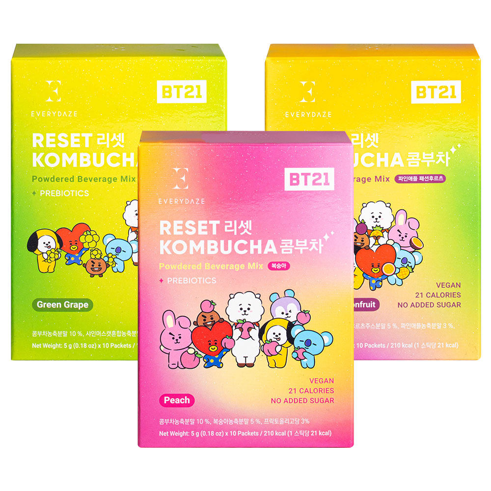 에브리데이즈 리셋 콤부차 3종 세트 (청포도, 복숭아, 파인애플패션후르츠), 50g 16,140원