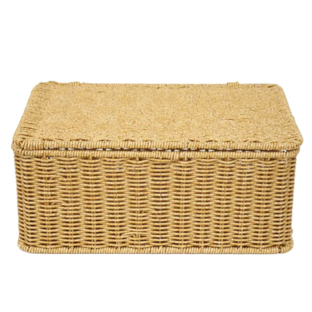 쏠리또 내츄럴 PP라탄 덮개사각바구니 옵션8(38x26x20cm), 1개, 옅은갈색 22,900원