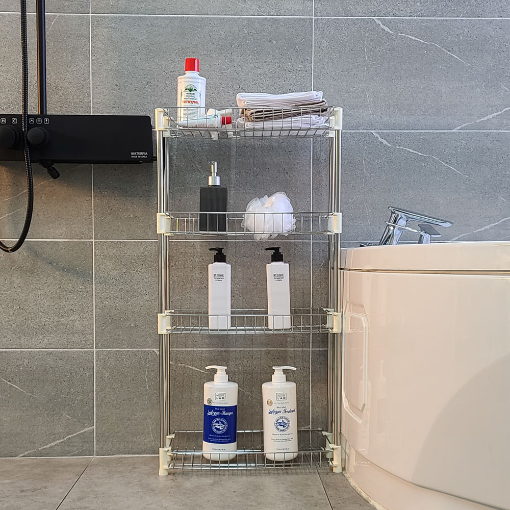 키다리 화장실 세탁실 스텐레스 욕실선반 선반형 4단, 혼합색상, 1개 32,400원