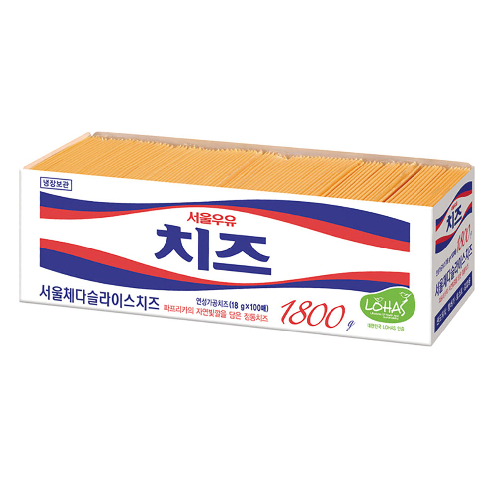 서울우유 체다슬라이스치즈_1.8kg (18g 100매)_먹거리장터_안주대박, 18g, 100개 26,700원