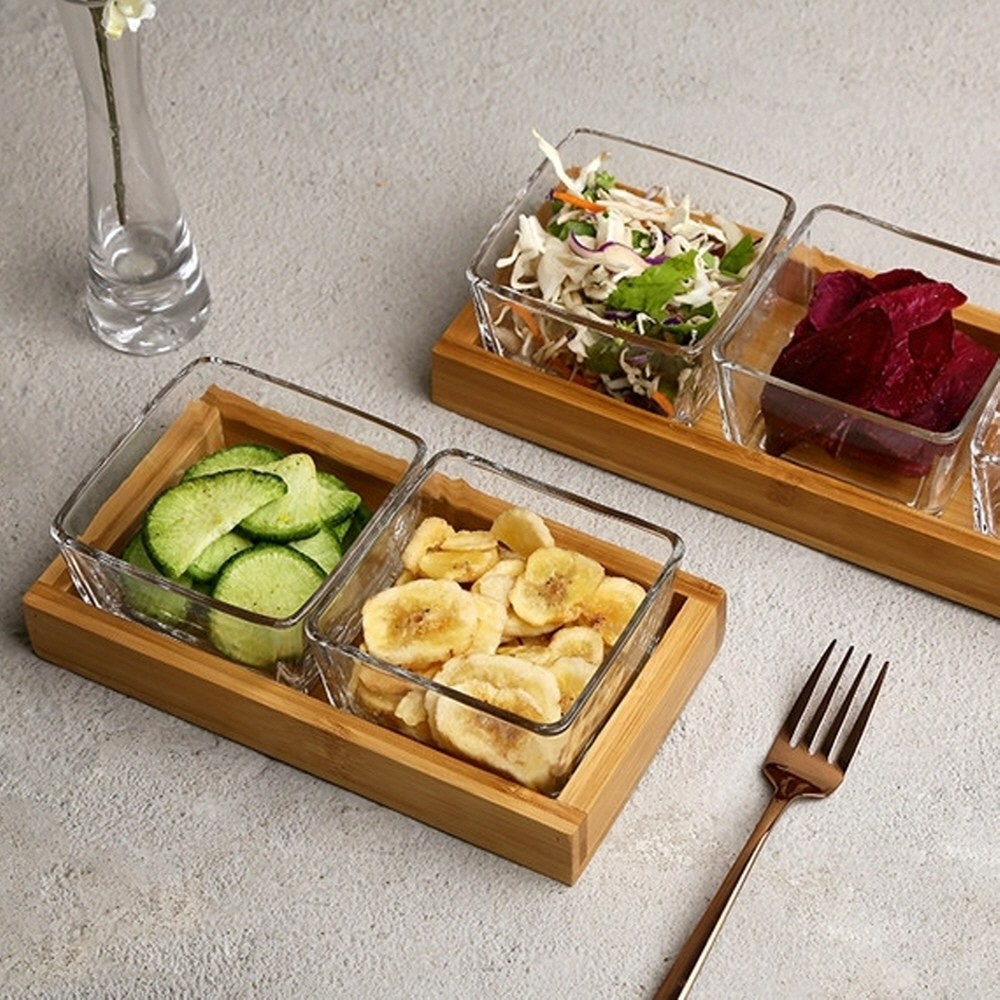 푸코 유리 나눔접시 2구,3구,4구,6구 반찬그릇 플래터&트레이 17,900원