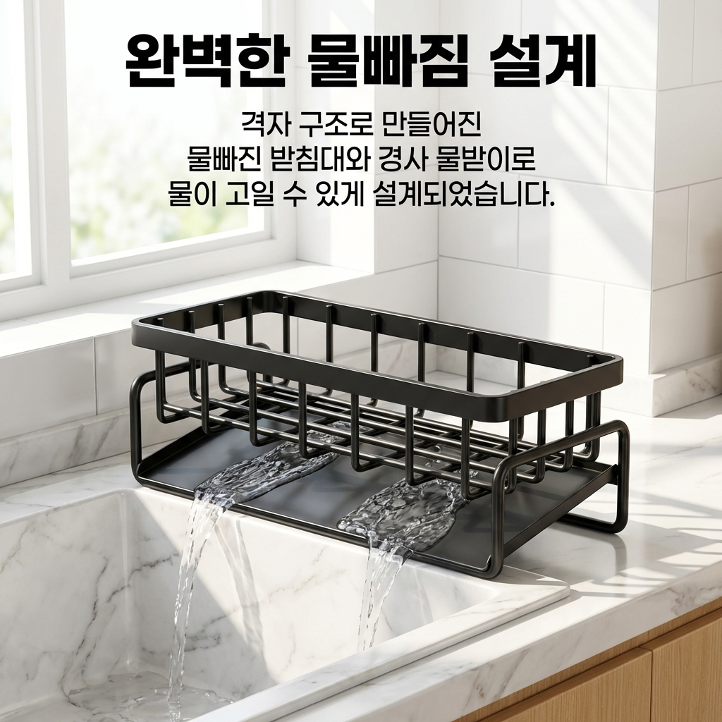 로블레 무타공 자동 물빠짐 올스텐 수세미 행주 거치대, 1개, 스테인리스 실버 14,900원
