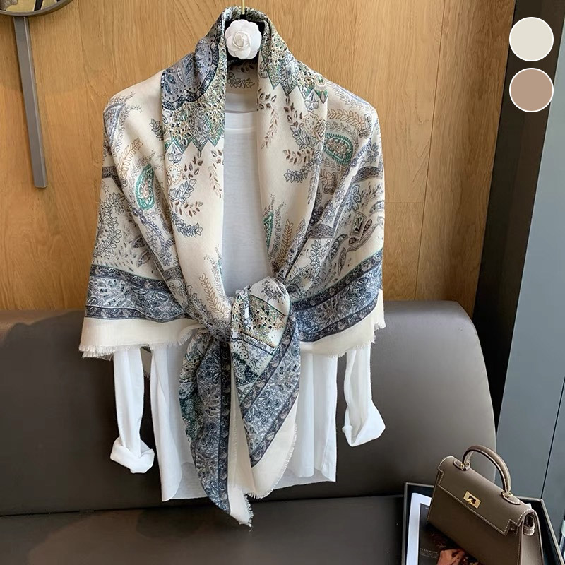 봄가을 꽃나무 여사님 빅사이즈 사각 빈티지 레트로 무늬 숄 스카프 13,000원