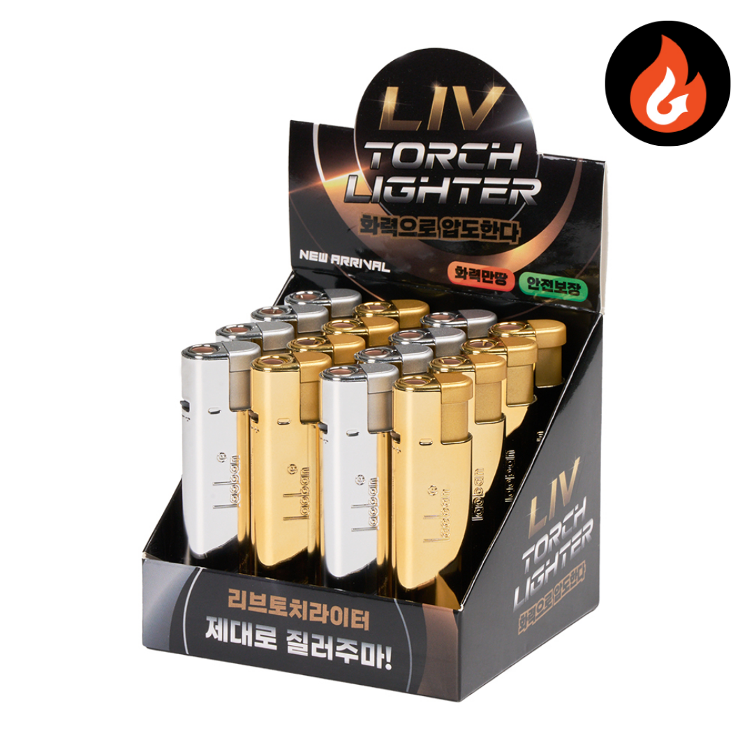 편의점 판매용 국내개발 리브(LIV) 메탈토치 금은장 라이터 고급터보,16개 18,800원