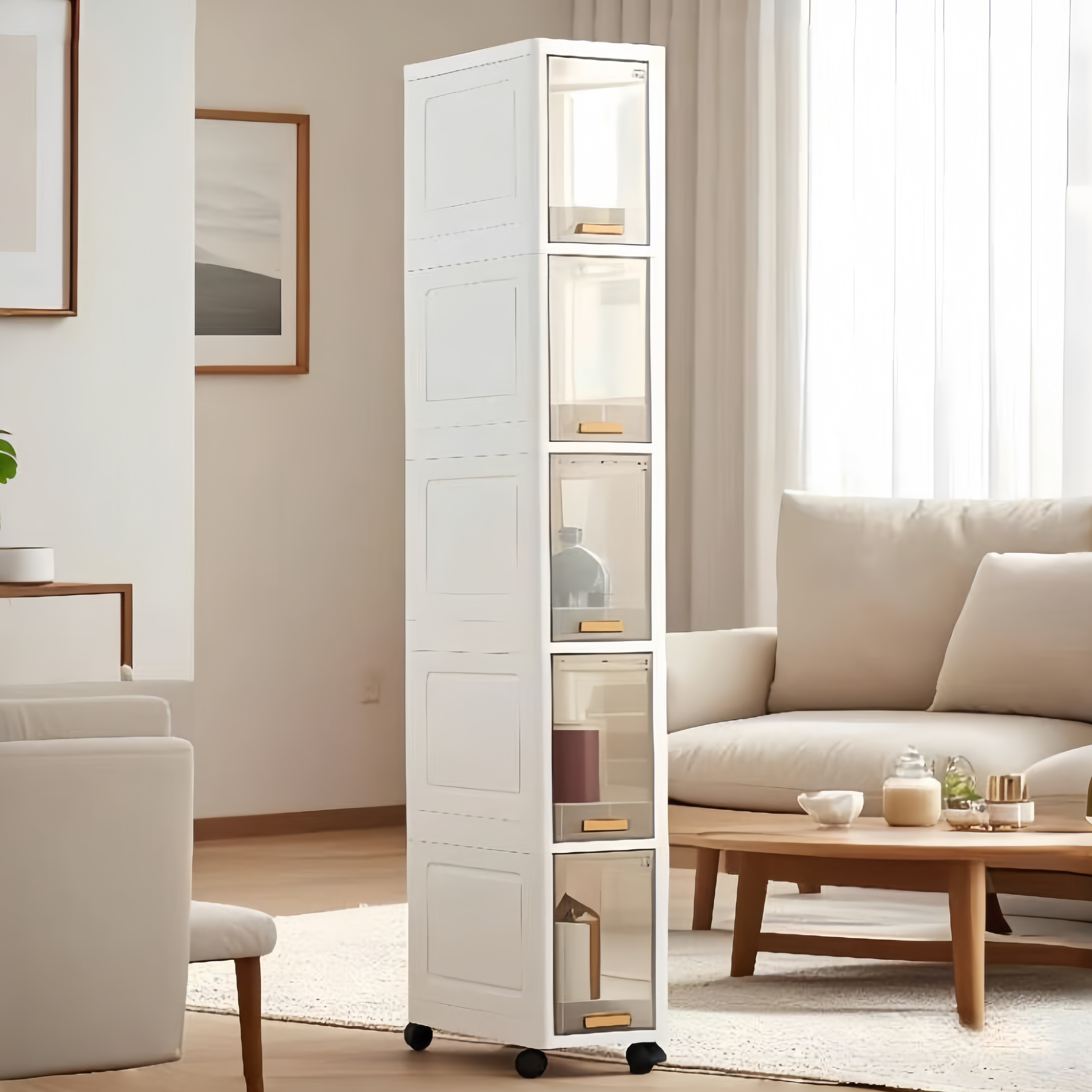 CUBBYCASE 이동플랩형 틈새수납장 틈새장 다용도, 1개, White 42,800원