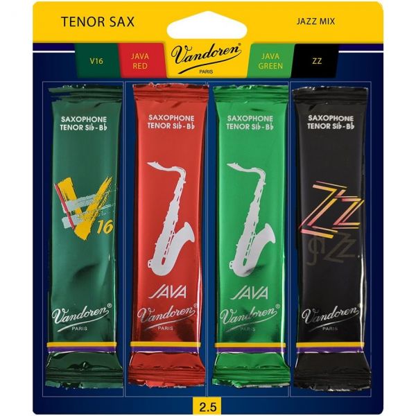 Vandoren SRMIXT25 테너 삭스 재즈 리드 믹스 카드는 ZZ V16 JAVA 및 Red Strength 2.5 각각 1개씩 포함되어 있습니다 68,420원