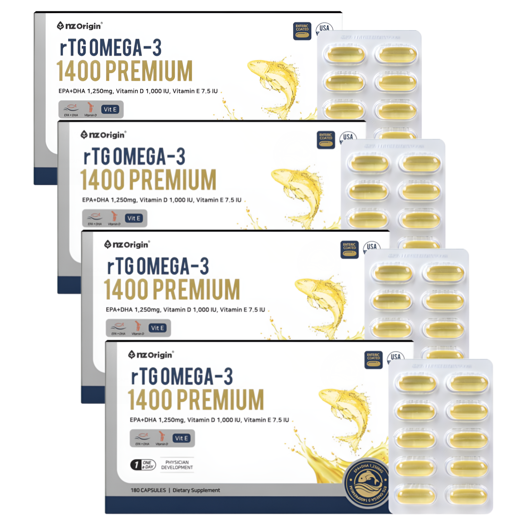 HnF (리뉴얼 최신제조) 엔젯오리진 알티지 오메가3 1400 프리미엄 1000IU 고함량 장용성캡슐 100%미국직수입 식약처인증, 4박스, 180회분 316,000원