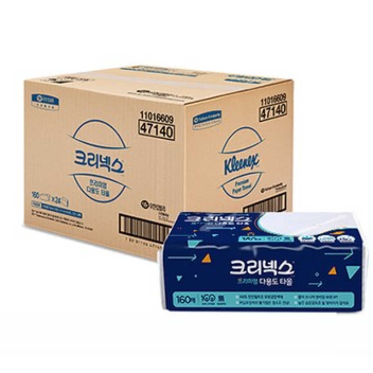 유한킴벌리 47140 크리넥스 위생 타올 화장지 160매 1박스, 1개 43,500원