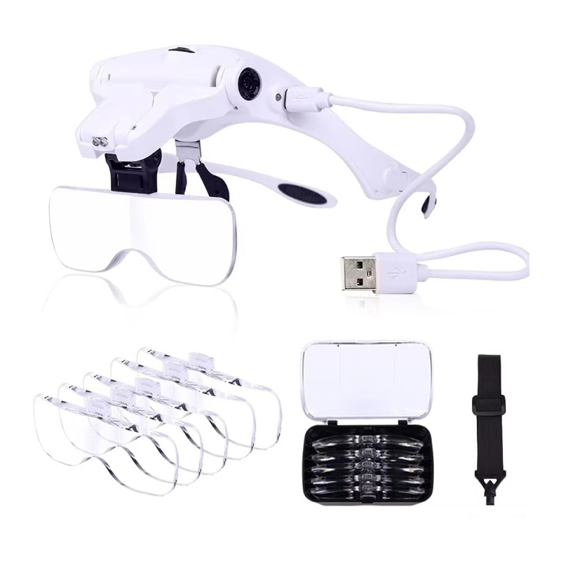 아로 헤드형 확대경 돋보기 LED 조명 작업용 신형확대경 USB충전 타입, 1개, 화이트 13,000원