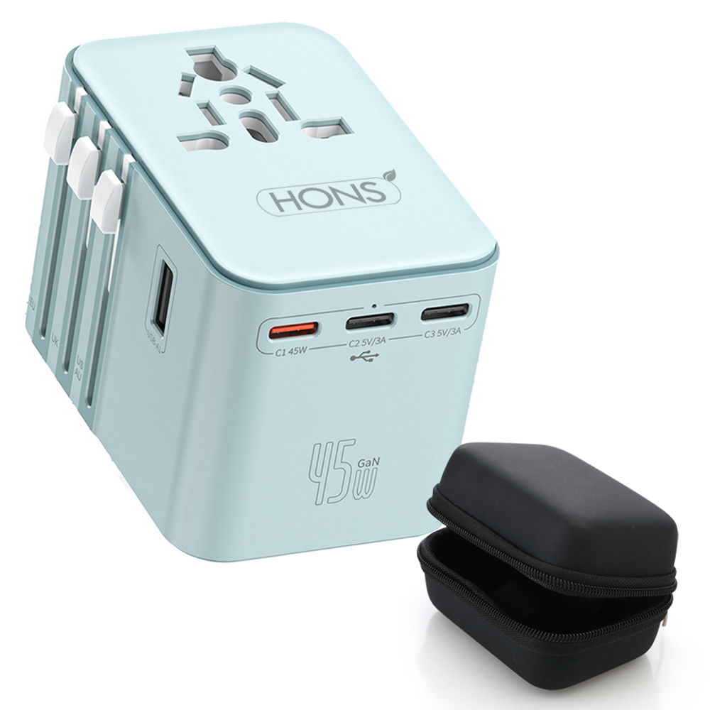 혼스 해외 여행용 멀티 어댑터 PD45W GaN고속 2500W 5구 충전 HSTA-45W5 29,900원