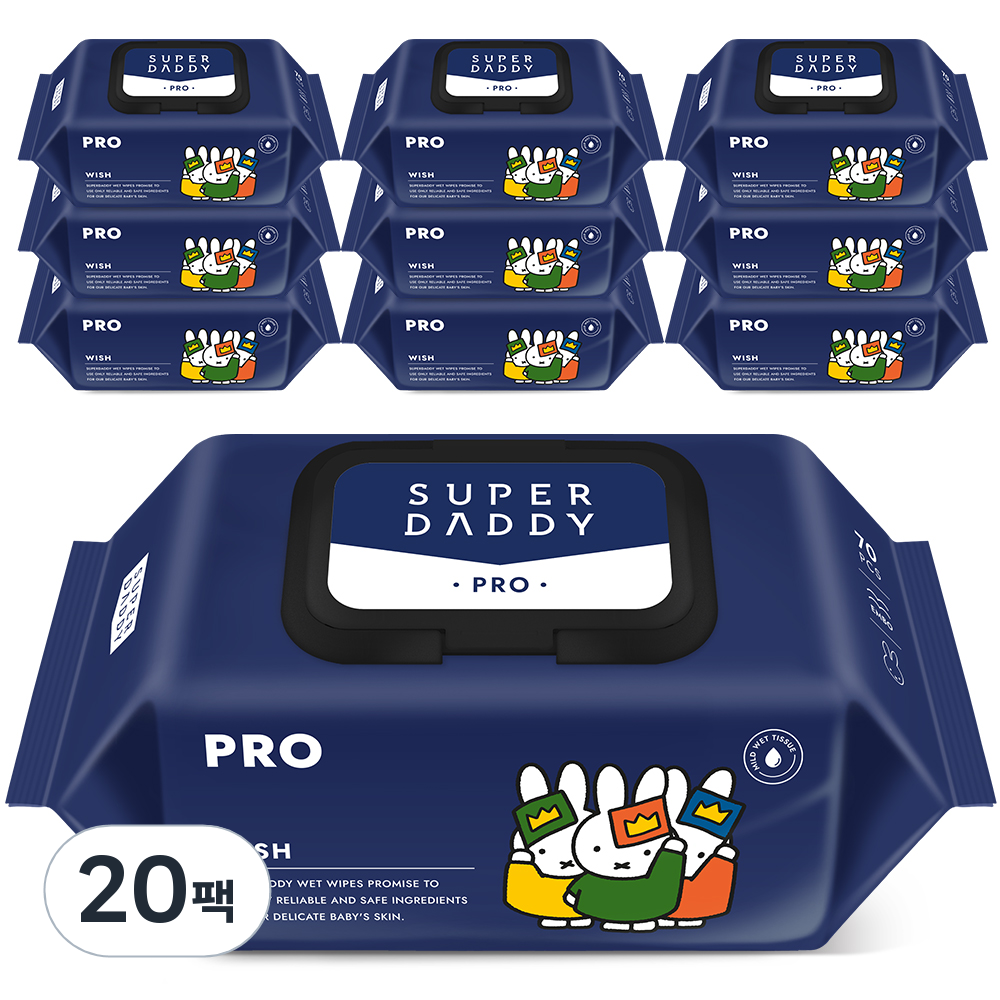 슈퍼대디 프로 저자극 아기 물티슈 캡형, 82g, 70매, 20개 29,900원
