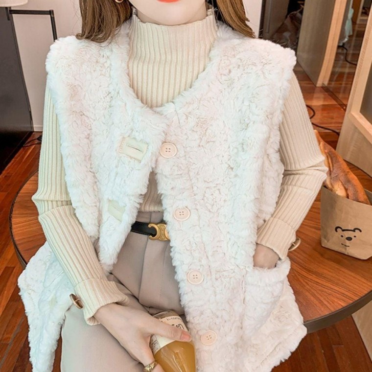 퍼 조끼 베스트 겨울 여성 뽀글이 겨울 레이어드 쪼끼 털조끼 뽀글이조끼 베스트 겨울 퍼조끼 90,000원