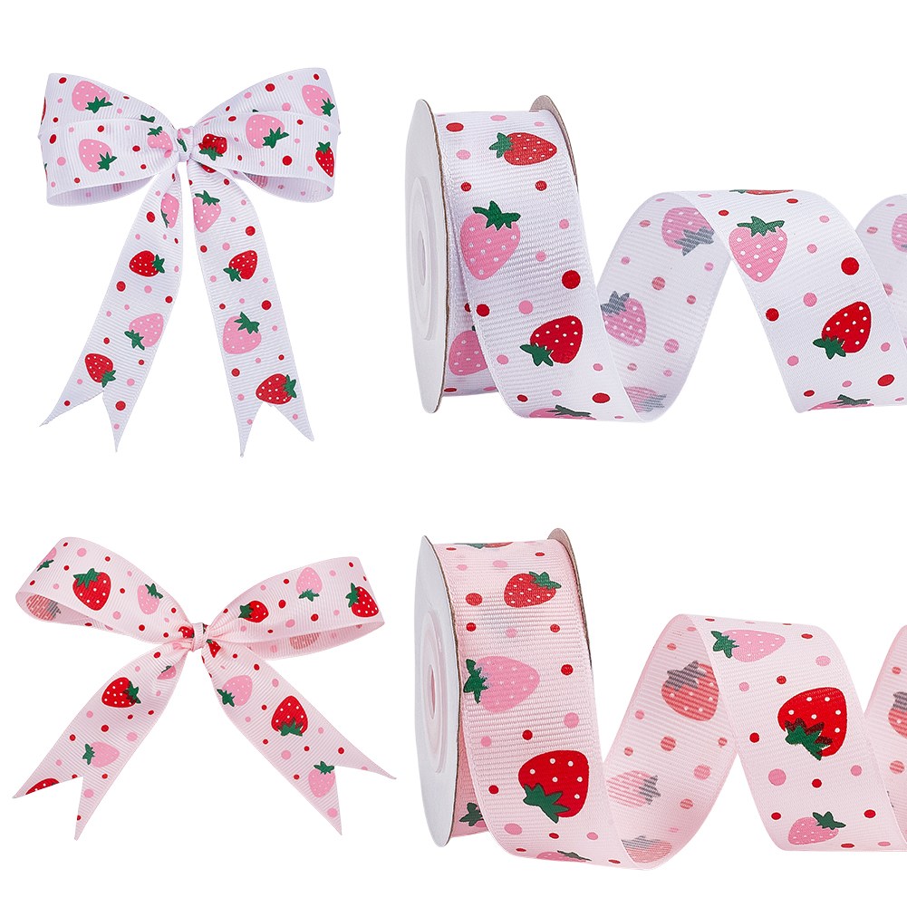 딸기 폴리에스터 리본 혼합 색상 26.5mm 9.1m, 혼합 색상 9,990원