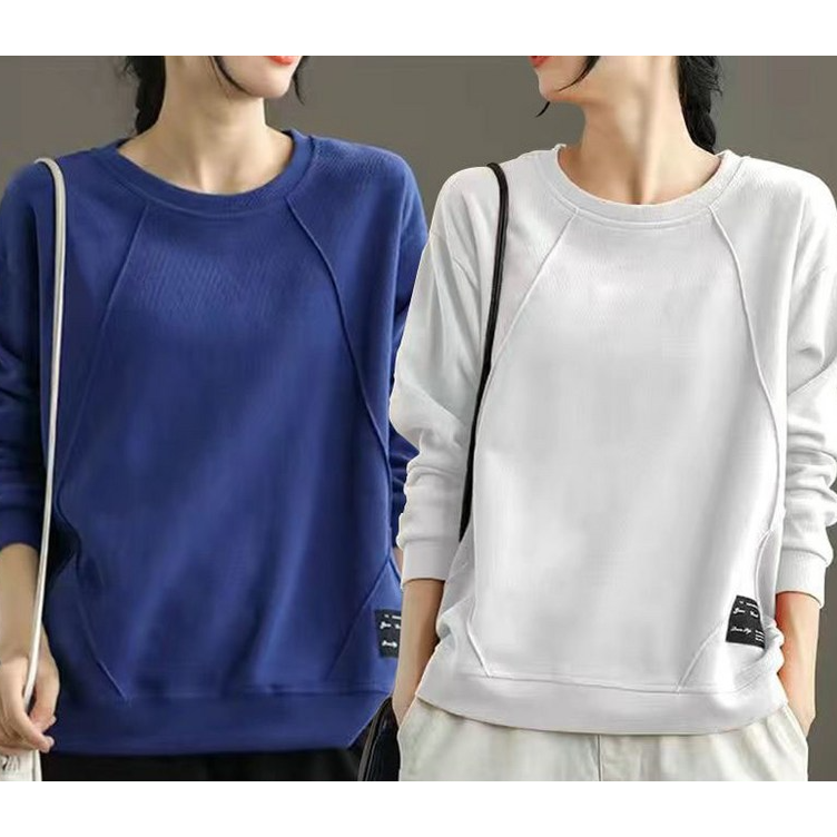 1+1 여성 봄 가을 긴팔티 티셔츠 심플 여성티 데일리 맨투맨 슬림핏 17,900원