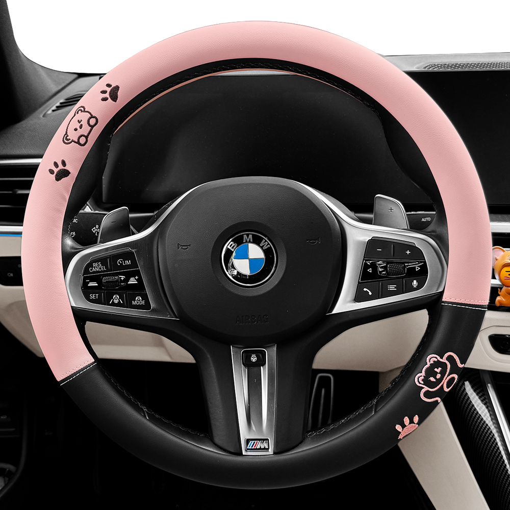 여성용 귀여운 허니베어 가죽 전차종공용 자동차 핸들커버 13,900원