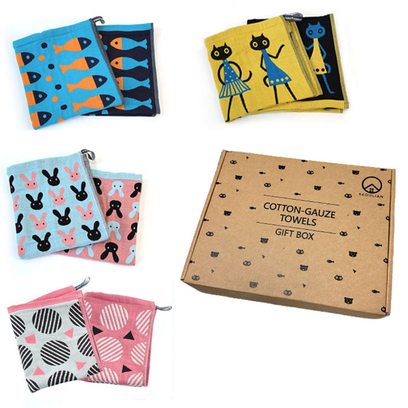 선우랜드 거즈행주 물고기 + 고양이 + 토끼 + 완두콩 + 선물상자 세트 14,130원