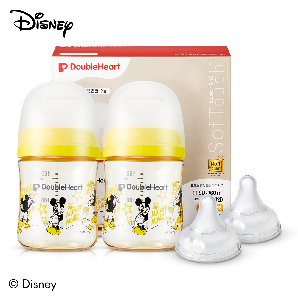 더블하트 모유실감 3세대 PPSU 디즈니 클래식 젖병 트윈팩(노꼭지)+젖꼭지2입, 1세트, 160ml, 미키+젖꼭지3L 2입 42,900원