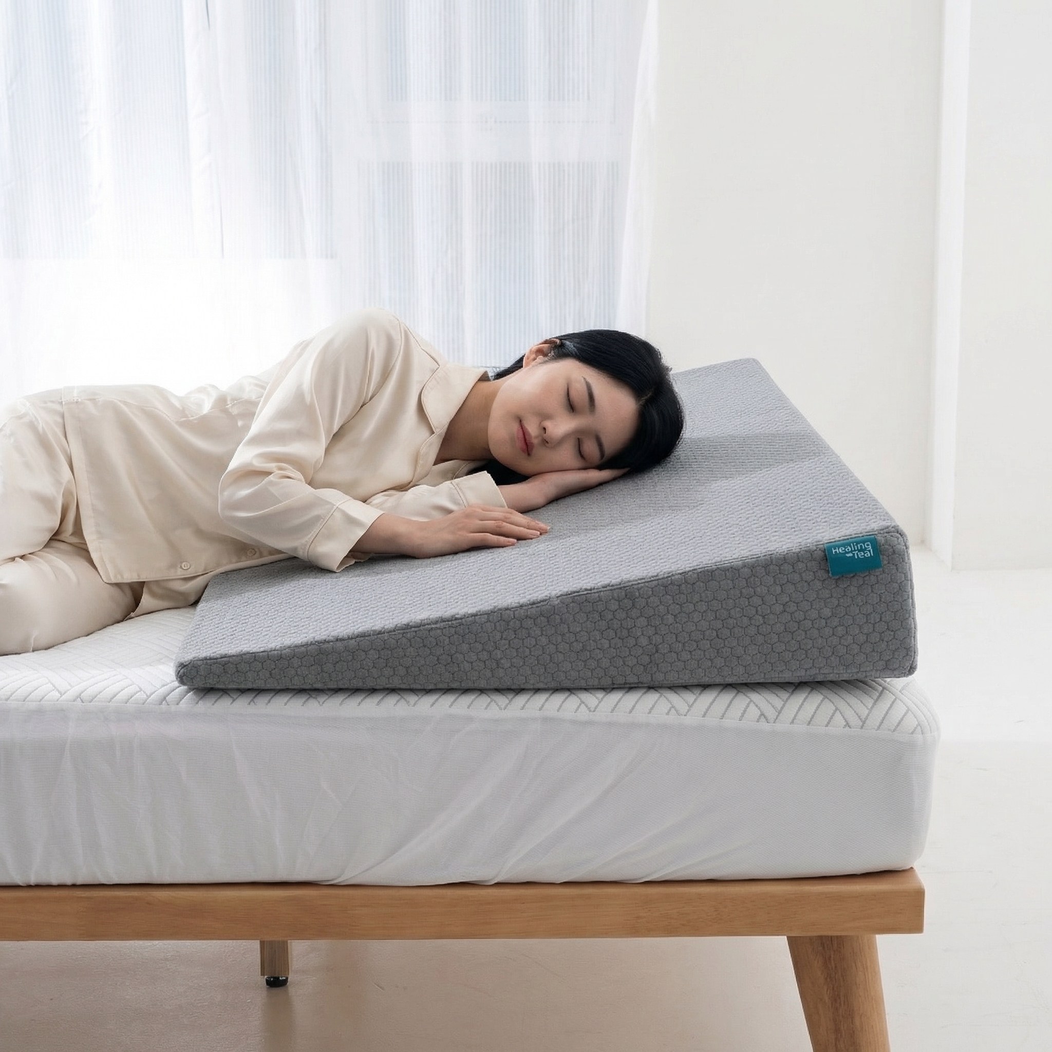 텍스스테드 역류방지 오가닉 경사베개 속편한 배개 상체 다기능 삼각쿠션, 그레이 75,000원