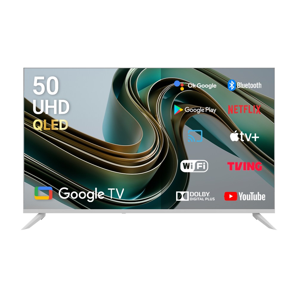 큐빅스 127cm 50인치 4K UHD QLED TV 화이트에디션 구글 스마트 티비 안드로이드5.0 에너지1등급 고화질티비 449,000원