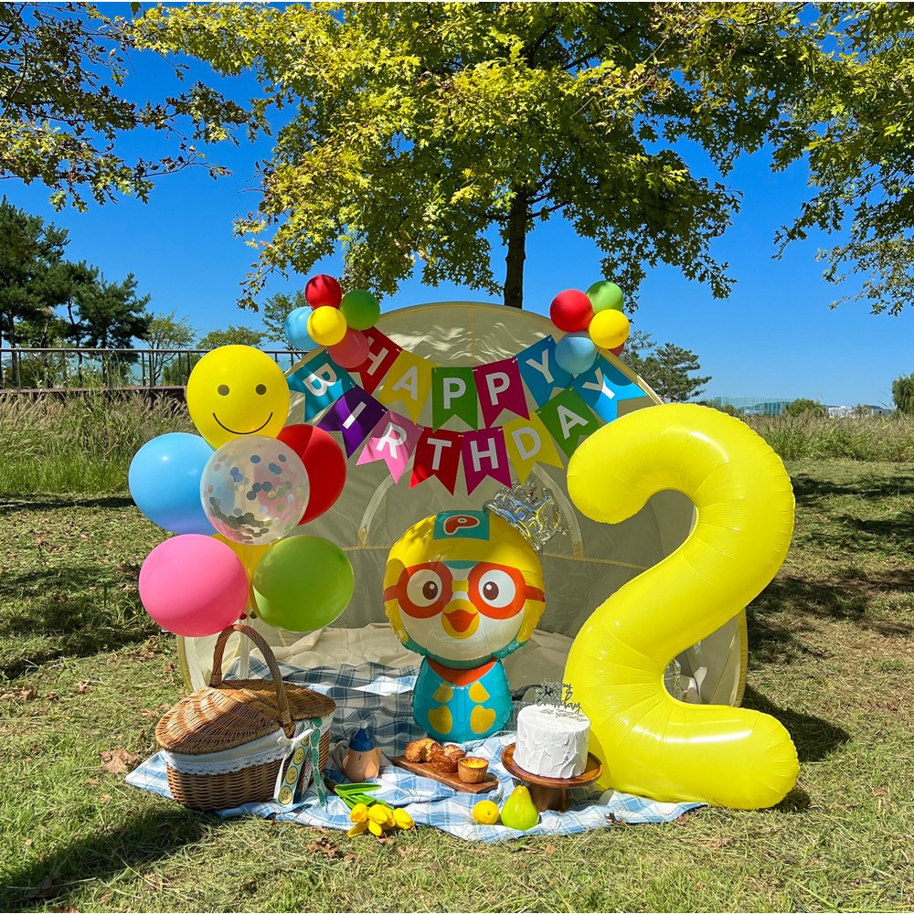 뽀로로 생일풍선 두돌생일상 생일파티세트, 레인보우 17,900원