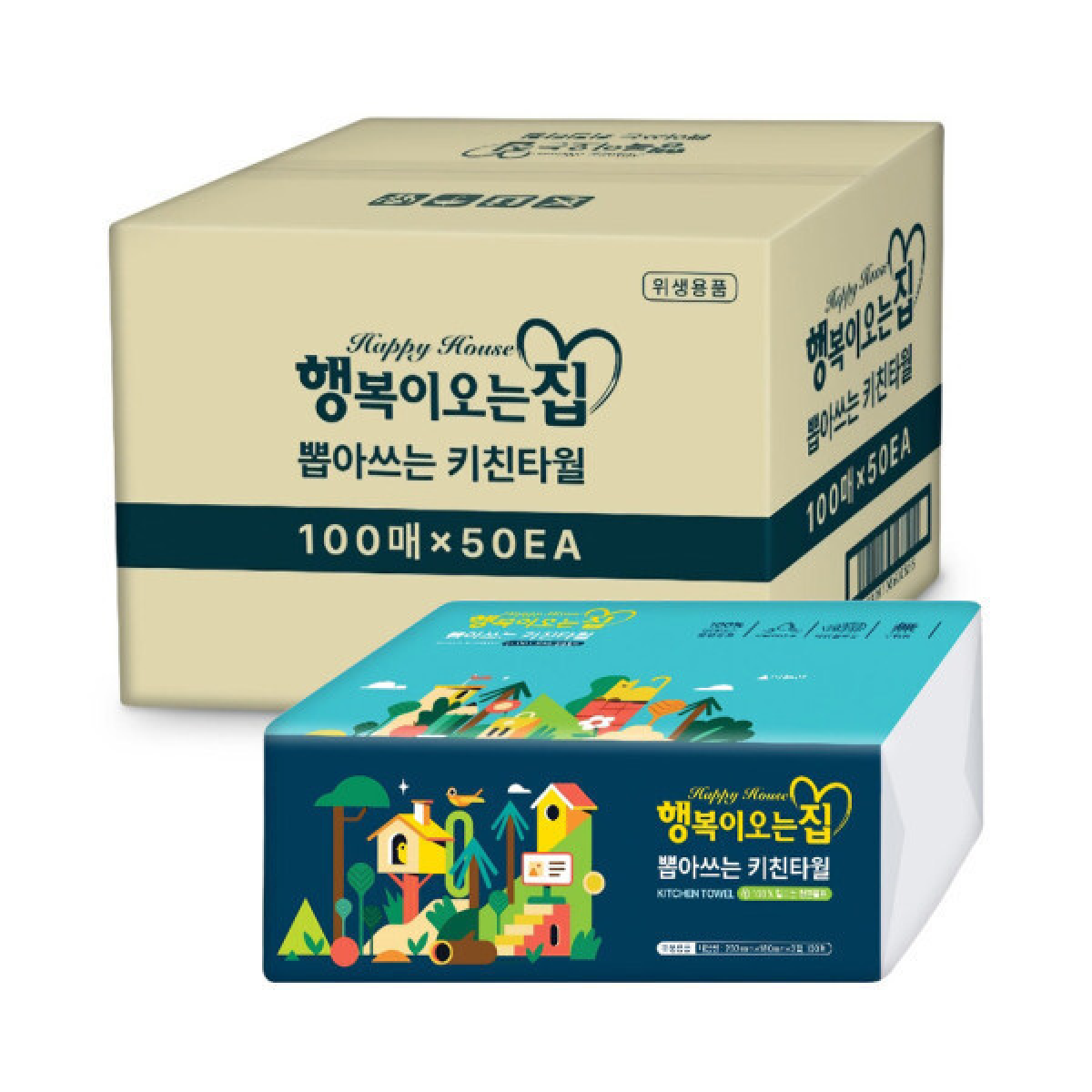 행복이오는집 뽑아쓰는 키친타올 3겹 53,400원