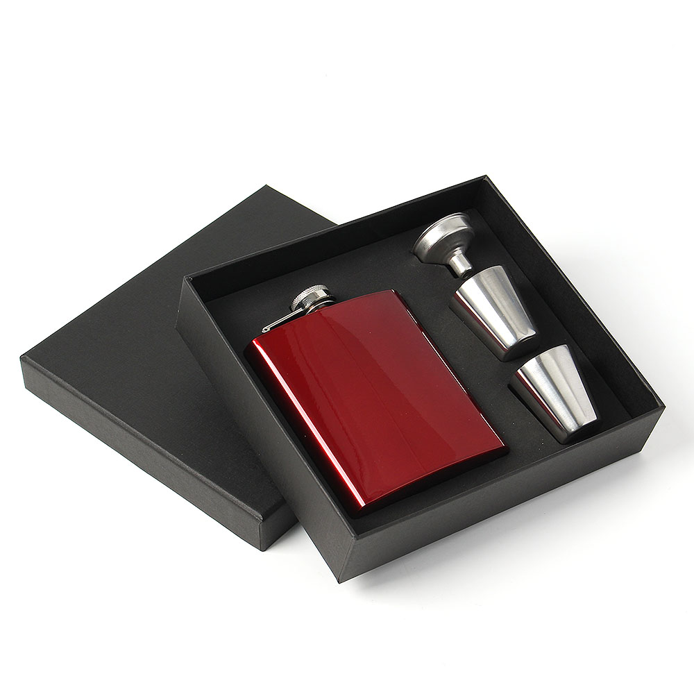 홈케어 휴대용 스텐 등산 포켓 술병 캠핑 힙플라스크 술통 산악용 술잔 200ml 레드, 1개 13,210원