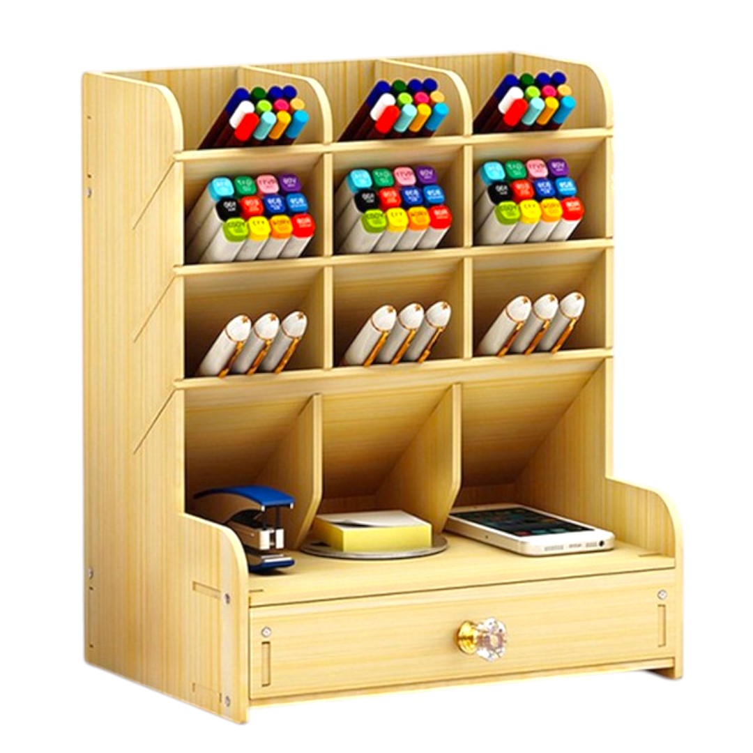 ODM 연필꽂이 다용도 책상 정리함 연필정리함 책상수납함 데스크 오거나이저, 1개, 화이트우드 25,700원