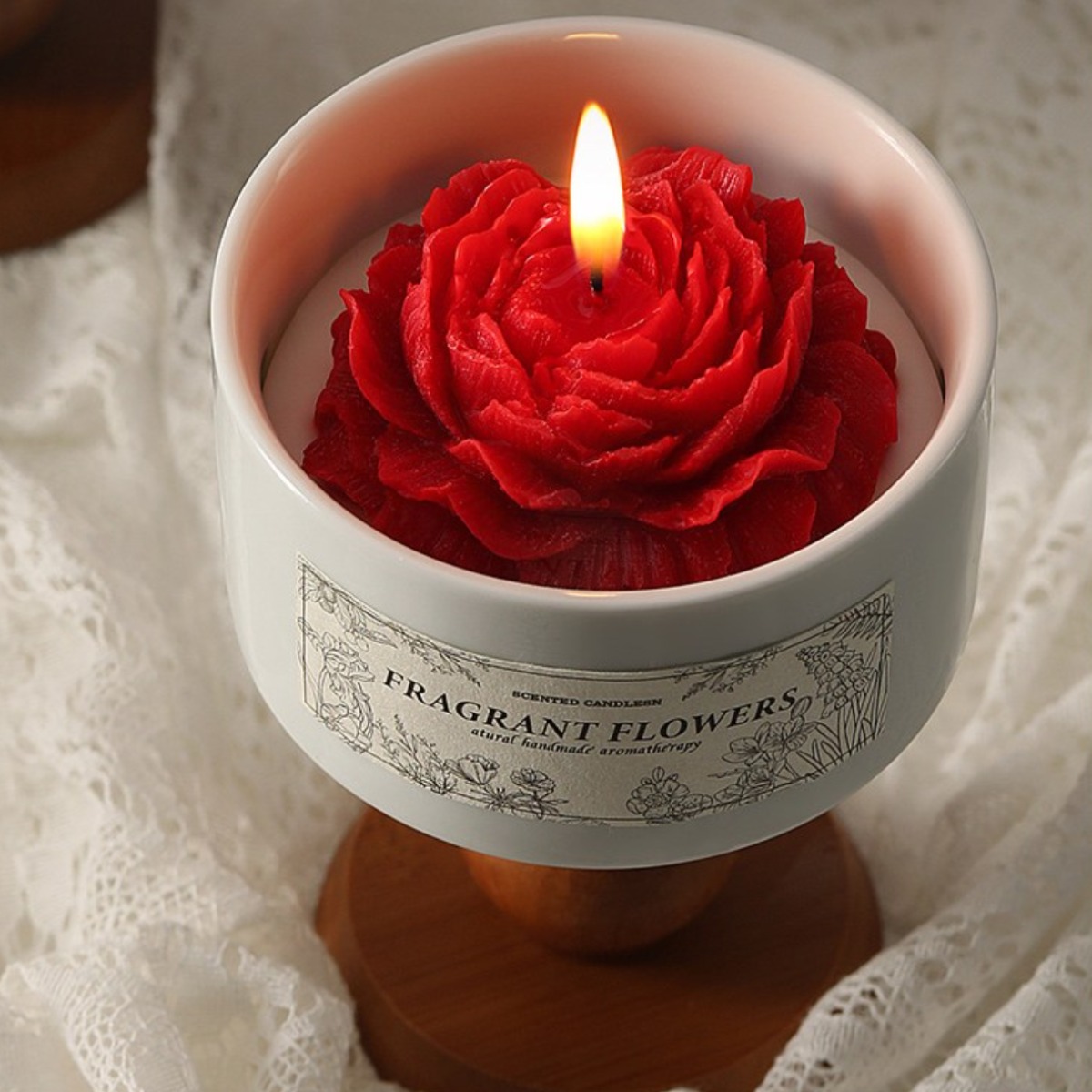 비주얼 동백 향초 선물 세트 소이캔들 웨딩 장식 생일 선물, 붉은색 Red, 장미 rose 23,000원