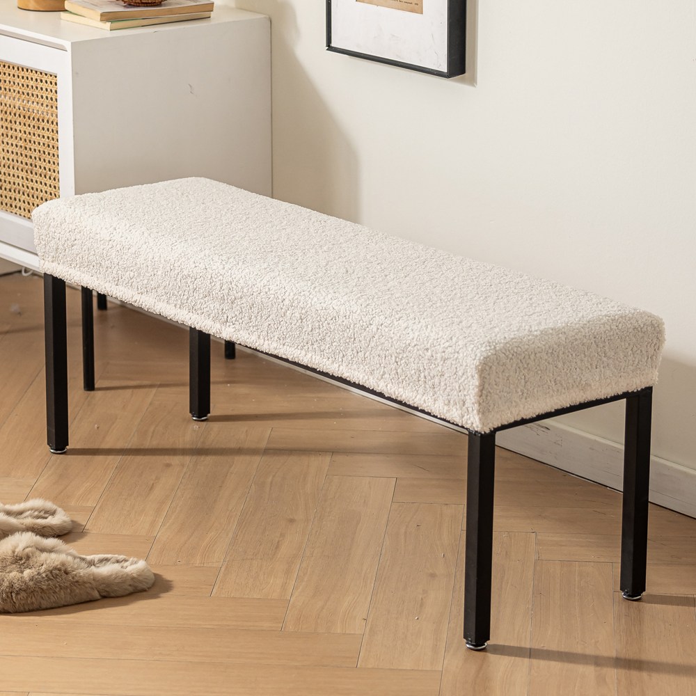 [쭉 늘어나는] 커버무드 플러피 벤치형 식탁의자 커버, 아이보리, 1개 16,500원