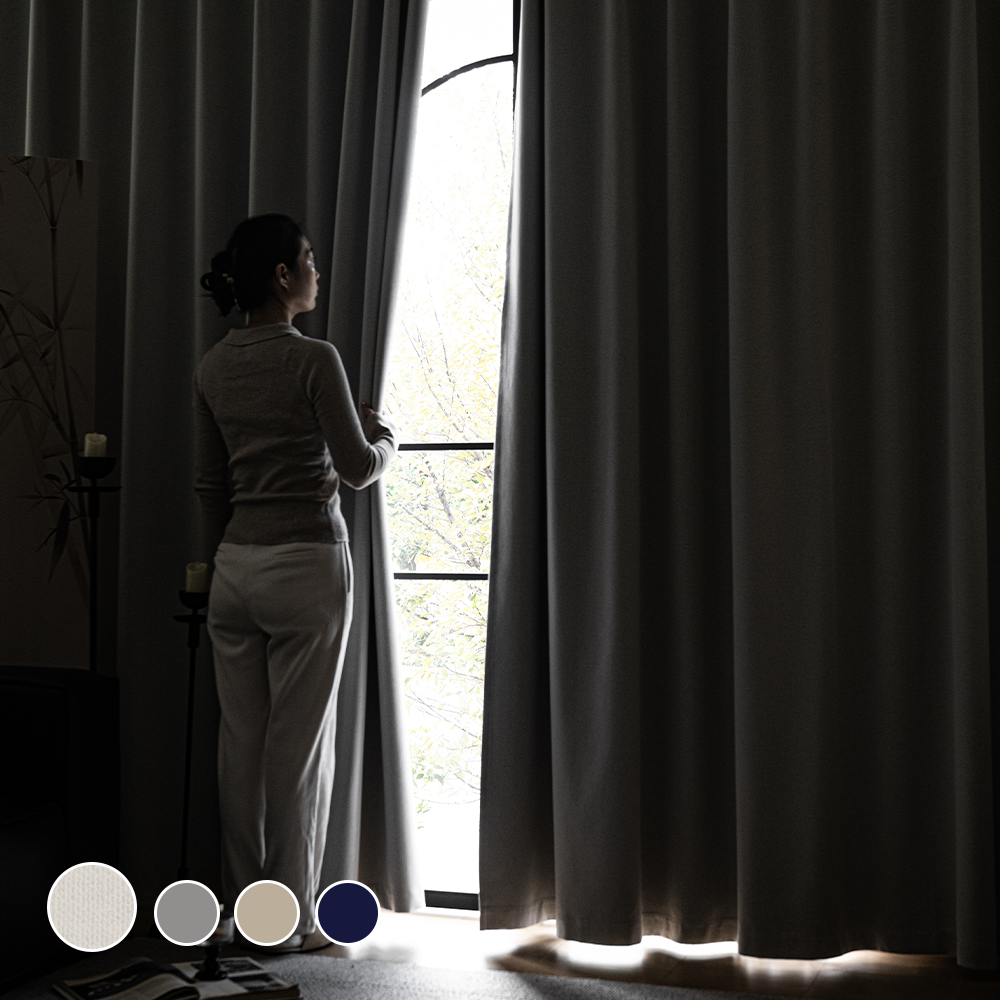 [1+1] HOMEY NEST 밝은색상 99.99% 빛차단 암막커튼 호텔식 방풍 암막 린넨커텐 아일렛형, 현재가 128,000원