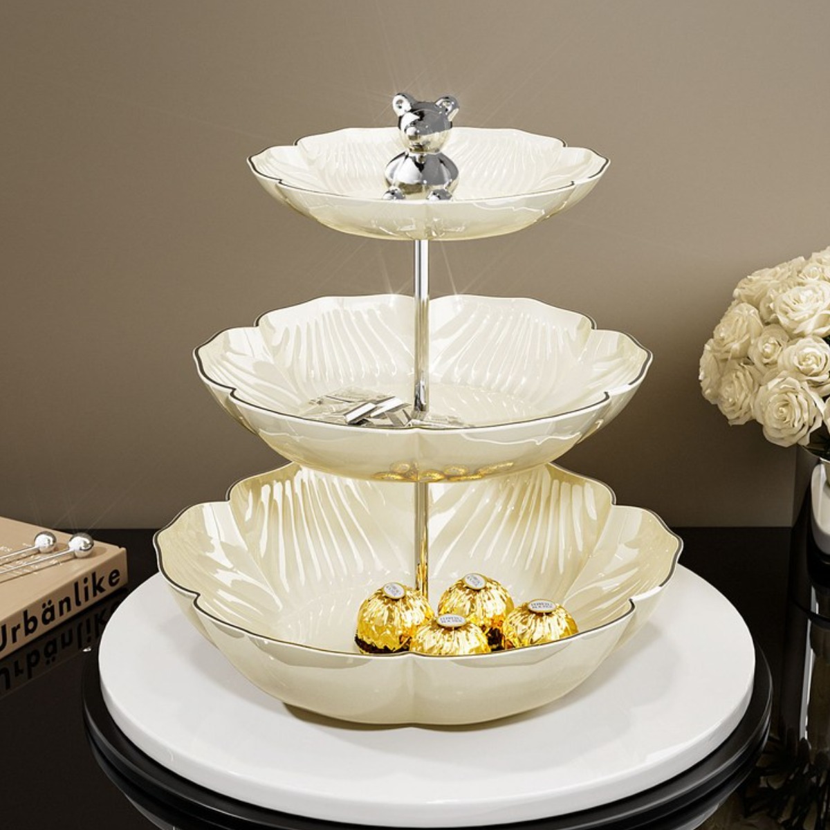 북유럽풍 디자인 3단 과일 케이크 디저트 트레이, 1개, 크림화이트 21,980원