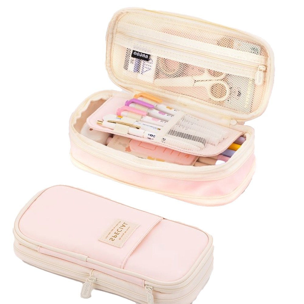 모아무어 중고등 대학생 확장형 패브릭 대용량 필통, 1개, 스윗 핑크 12,500원