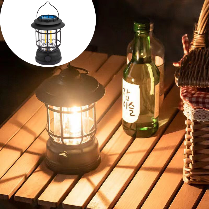 야외 캠핑 조명 태양광 캠핑 조명 휴대용 캠핑 조명 장시간 사용이 가능한 캠핑 조명 다기능 캠핑 조명, 검은색, 1개 14,100원